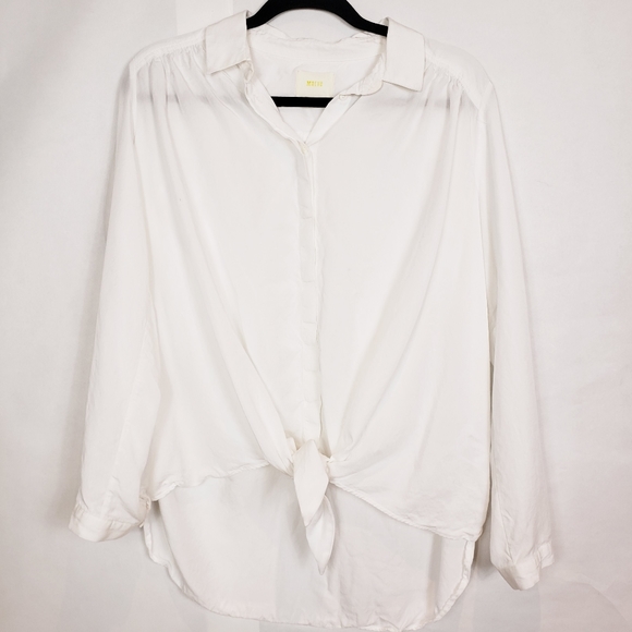{Anthro} Maeve white button down tie hem - Picture 2 of 6